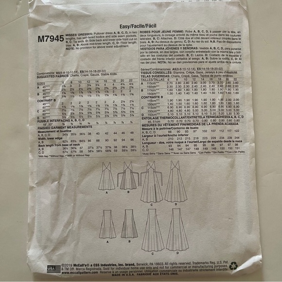 McCalls 7945 Sewing Pattern for Womens Dress, Summer Dress, Maxi Dress - Picture 3 of 10